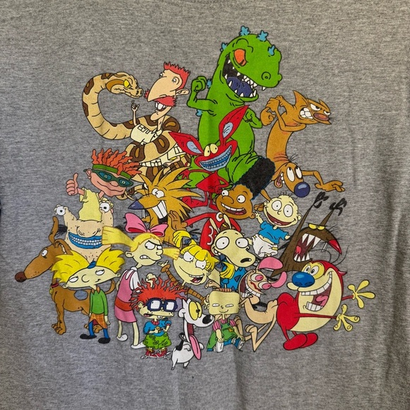 Nickelodeon Gray Graphic 90’s TV Show Collection Short Sleeve Shirt Size Small - Picture 2 of 8